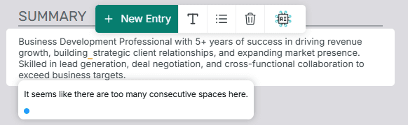 Grammar spacing check example